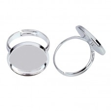 2 Supports Bague Ajustable Argentée pour Cabochon 14mm pour la Création de Bijoux Fantaisie - DIY