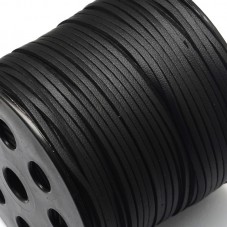 1 Mètre de Cordon Suédine Effet Cuir Brillant Noir 3mm