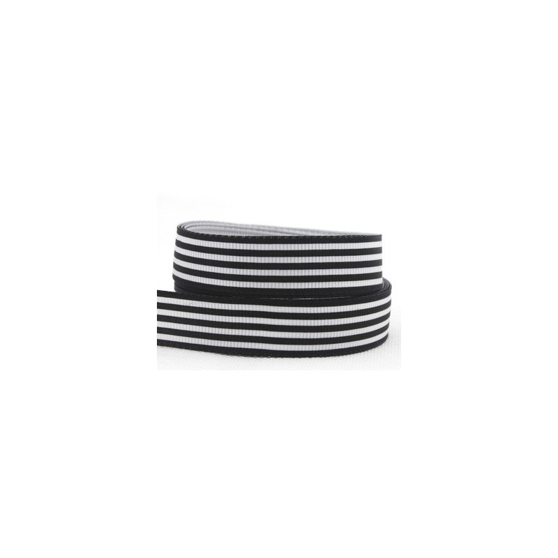 1 Mètre de Ruban Noir et Blanc Gros Grain Rayé 16mm