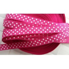 2 Mètres de Ruban Satin Fuchsia à Pois Blanc 9mm