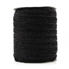 1 Mètre de Ruban Velours Pailleté Noir 10mm