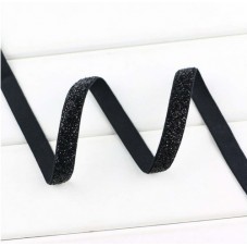 1 Mètre de Ruban Velours Pailleté Noir 10mm