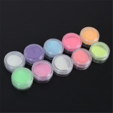 10 Boîtes de Poudres Phosphorescentes Multicolores 3g