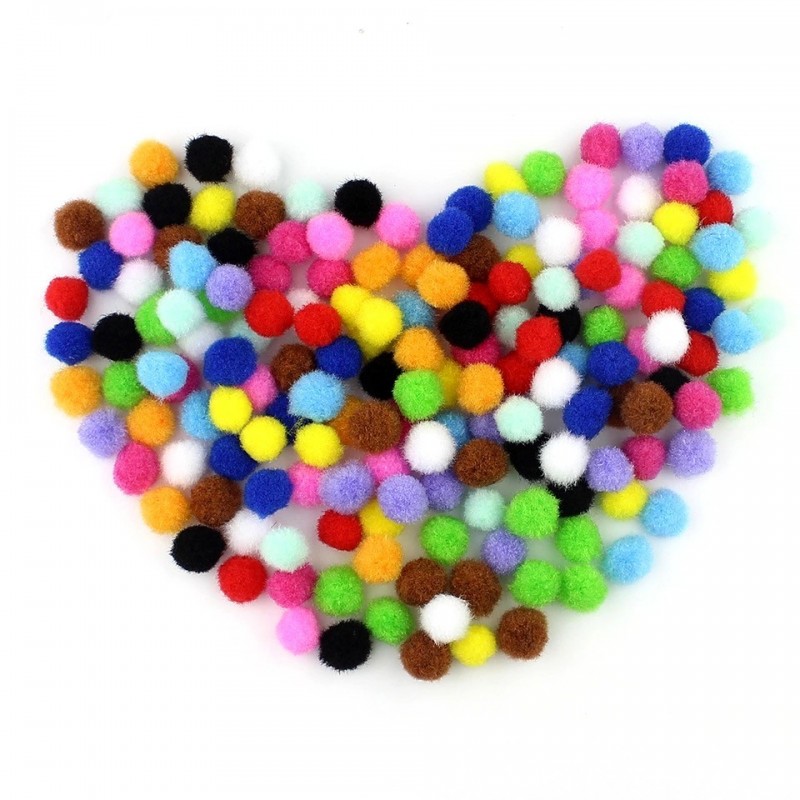 20 Pompons Boules Multicolores 10mm