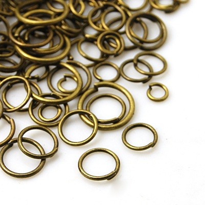 100 Anneaux Dessoudés Bronze Mixte 4-10mm