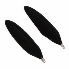 2 Breloques en Métal Argenté en Plume d'Oie 8cm - 10 coloris pour la Création de Bijoux Fantaisie - DIY
