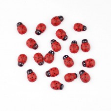 10 Coccinelles Adhésives Miniatures en Bois Peint Déco 13x9mm