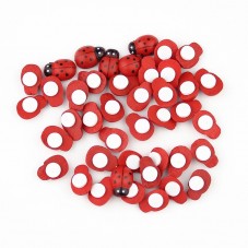 10 Coccinelles Adhésives Miniatures en Bois Peint Déco 13x9mm