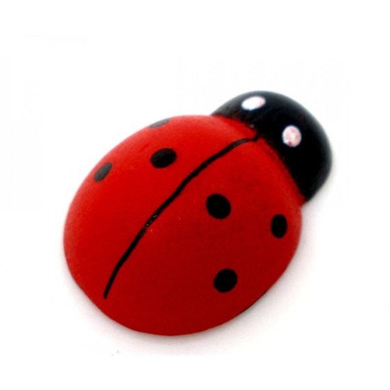 10 Coccinelles Adhésives Miniatures en Bois Peint Déco 13x9mm