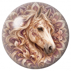 Cabochon en Verre Illustré Mandala Cheval à la Crinière Ivoire 12 à 25mm pour la Création de Bijoux Fantaisie – DIY