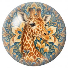 Cabochon en Verre Illustré Mandala Girafe aux Feuillages Dorés 12 à 25mm pour la Création de Bijoux Fantaisie – DIY