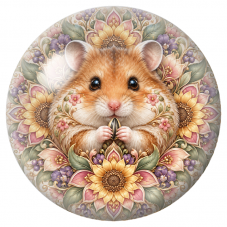 Cabochon en Verre Illustré Mandala Hamster et Sa Graine 12 à 25mm pour la Création de Bijoux Fantaisie – DIY
