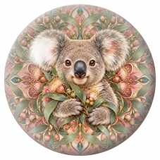 Cabochon en Verre Illustré Mandala Koala à l’Eucalyptus 12 à 25mm pour la Création de Bijoux Fantaisie – DIY