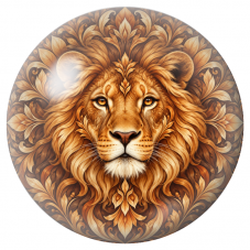 Cabochon en Verre Illustré Mandala Lion à la Crinière Dorée 12 à 25mm pour la Création de Bijoux Fantaisie – DIY
