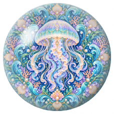Cabochon en Verre Illustré Mandala Méduse aux Reflets Nacrés 12 à 25mm pour la Création de Bijoux Fantaisie – DIY