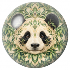 Cabochon en Verre Illustré Mandala Panda aux Feuilles Vertes 12 à 25mm pour la Création de Bijoux Fantaisie – DIY