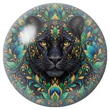 Cabochon en Verre Illustré Mandala Panthère Noire aux Feuilles Précieuses 12 à 25mm pour la Création de Bijoux Fantaisie – DIY