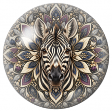 Cabochon en Verre Illustré Mandala Zèbre aux Feuilles Ivoire 12 à 25mm pour la Création de Bijoux Fantaisie – DIY