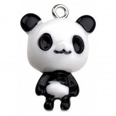 2 Breloques Pandas en Résine 23mm pour la Création de Bijoux Fantaisie - DIY
