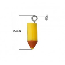 2 Breloques Crayons Jaune 18x5mm