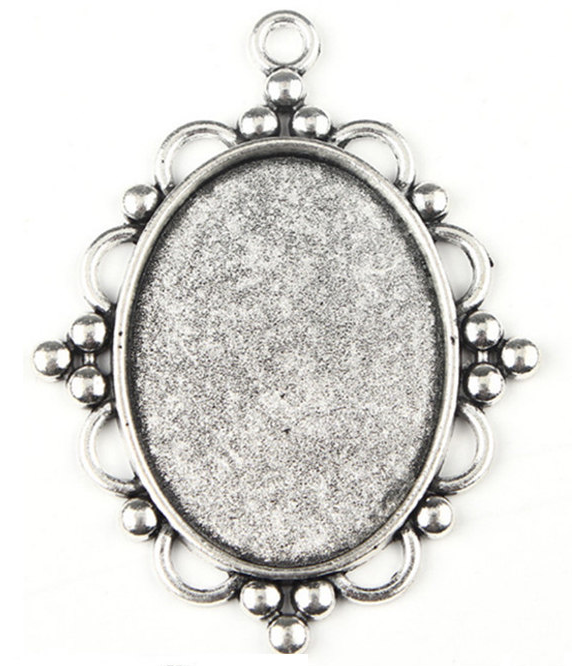 Support Pendentif Argenté pour Cabochon 30x40mm