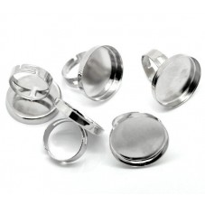 2 Supports Bague Ajustable Platine pour Cabochon 25mm pour la Création de Bijoux Fantaisie - DIY