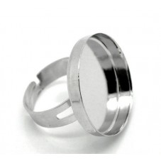 2 Supports Bagues Ajustables Argentés pour Cabochon 25mm