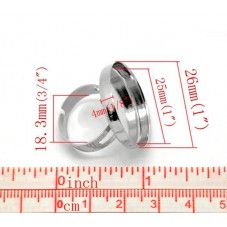 2 Supports Bagues Ajustables Argentés pour Cabochon 25mm