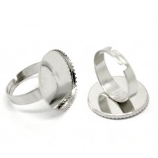 2 Supports Bague Ajustable Argentée pour Cabochon 20mm pour la Création de Bijoux Fantaisie - DIY