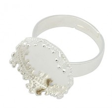 2 Supports Bague Ajustable Argentée pour Cabochon 15mm pour la Création de Bijoux Fantaisie - DIY