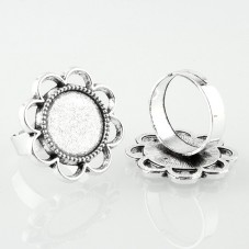 2 Supports Bague Ajustable Argentée pour Cabochon 14mm pour la Création de Bijoux Fantaisie - DIY