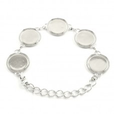 Support Bracelet Argenté pour Cabochon 18mm pour la Création de Bijoux Fantaisie - DIY