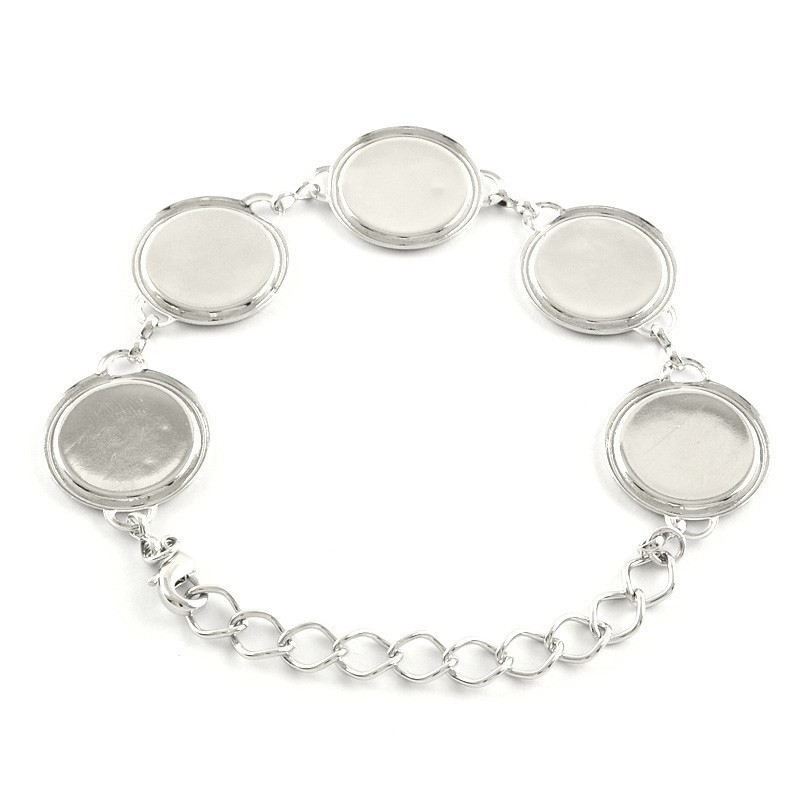 Support Bracelet Argenté pour 6 Cabochons 18mm
