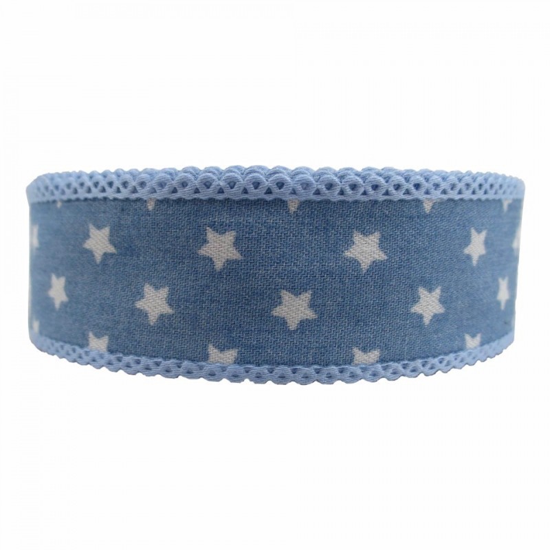 18 Mètres de Ruban Gros Grain Étoile Bleu 25mm