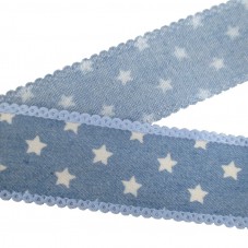 18 Mètres de Ruban Gros Grain Étoile Bleu 25mm
