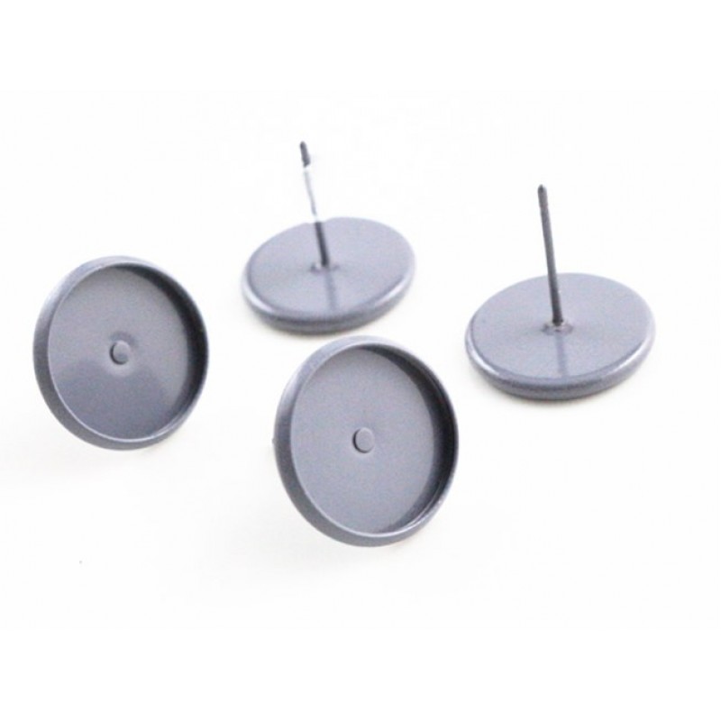 1 Paire de Supports Boucles d’Oreilles Puces Gris pour Cabochon 12mm