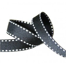 1 Mètre de Ruban Noir et Blanc Gros Grain 10mm  pour la Création de Bijoux Fantaisie - DIY