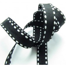 1 Mètre de Ruban Noir et Blanc Gros Grain 10mm