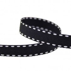 1 Mètre de Ruban Noir et Blanc Gros Grain 10mm