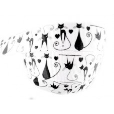 1 Mètre de Ruban Gros Grain Chat Noir et Blanc 22mm pour la Création de Bijoux Fantaisie - DIY