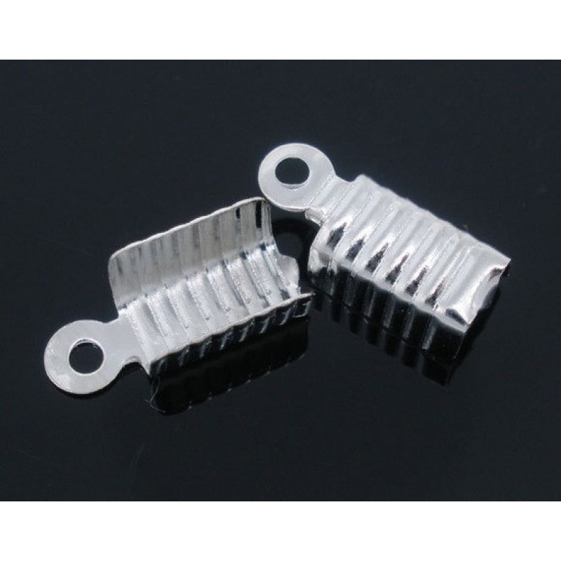 20 Embouts Attaches Argentées pour Cordon 5x13mm