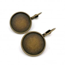 1 Paire de Support Boucle d'Oreille Dormeuse Bronze pour Cabochon 18mm  pour la Création de Bijoux Fantaisie - DIY