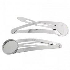 2 Supports Barrette Cheveux Argenté pour Cabochon 12mm pour la Création de Bijoux Fantaisie - DIY