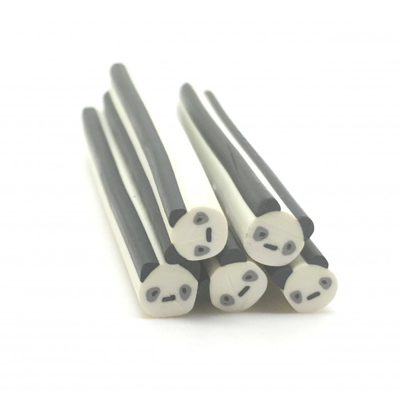 5 Canes Panda en Pâte Polymère 5cm