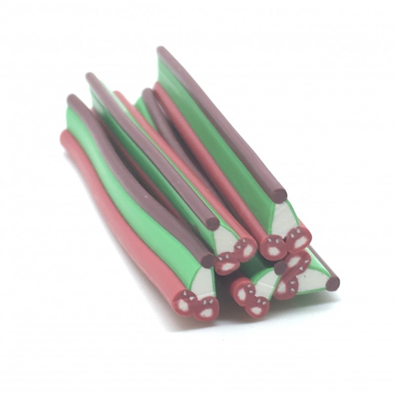 5 Canes Fruit Cerise en Pâte Polymère 5cm