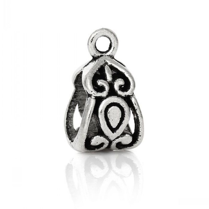6 Bélières Argentées pour Pendentif 14x8mm