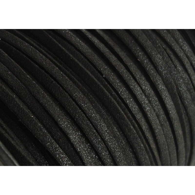 1 Mètre de Cordon Suédine Pailleté Noir 3mm
