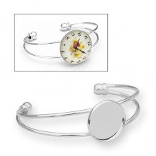 Support Bracelet Jonc Ajustable Argenté pour Cabochon 25mm