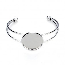Support Bracelet Argenté Ajustable pour Cabochon 25mm pour la Création de Bijoux Fantaisie - DIY