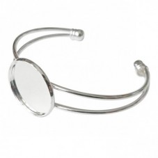 Support Bracelet Jonc Ajustable Argenté pour Cabochon 25mm